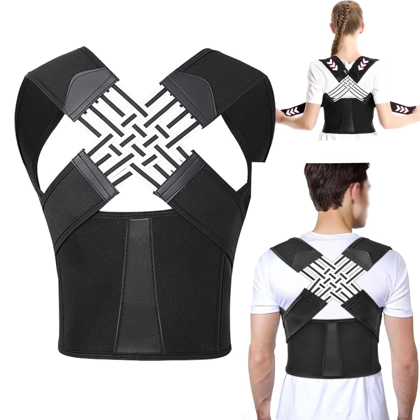 ZEDAN Neoprene Posture Corrector Belt for Men & Women | Adjustable Shoulder & Back Support Strap | Clavicle Support Brace | Helps Encourage Upright Posture | Lightweight Upper Back Support | Universal Size Belt