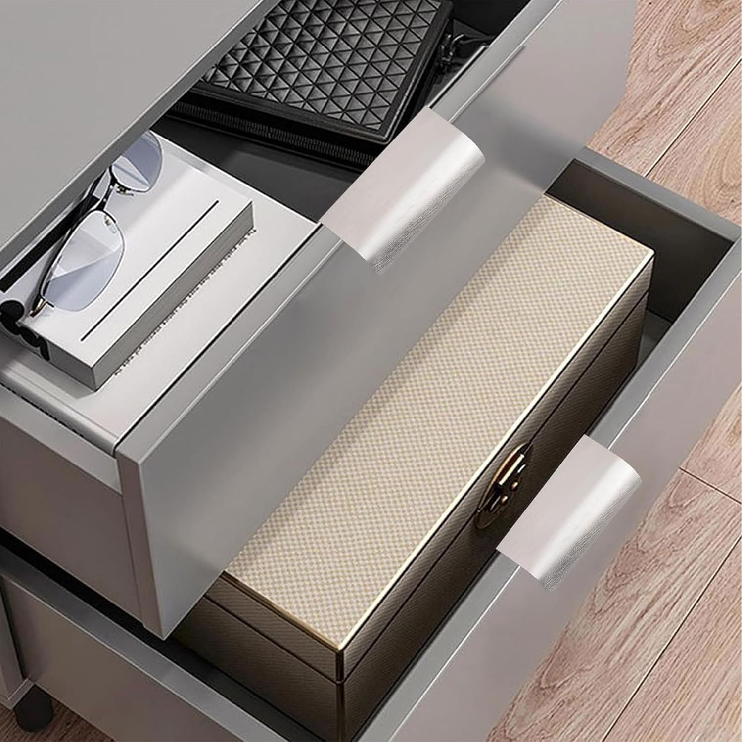 MOROBOR Finger Edge Pull, 20pcs Curved Hidden Handle, Modern Style Aluminum Alloy Invisible Wardrobe Handle for Cabinet Hardware Drawer, 80mm/Brushed Nickel