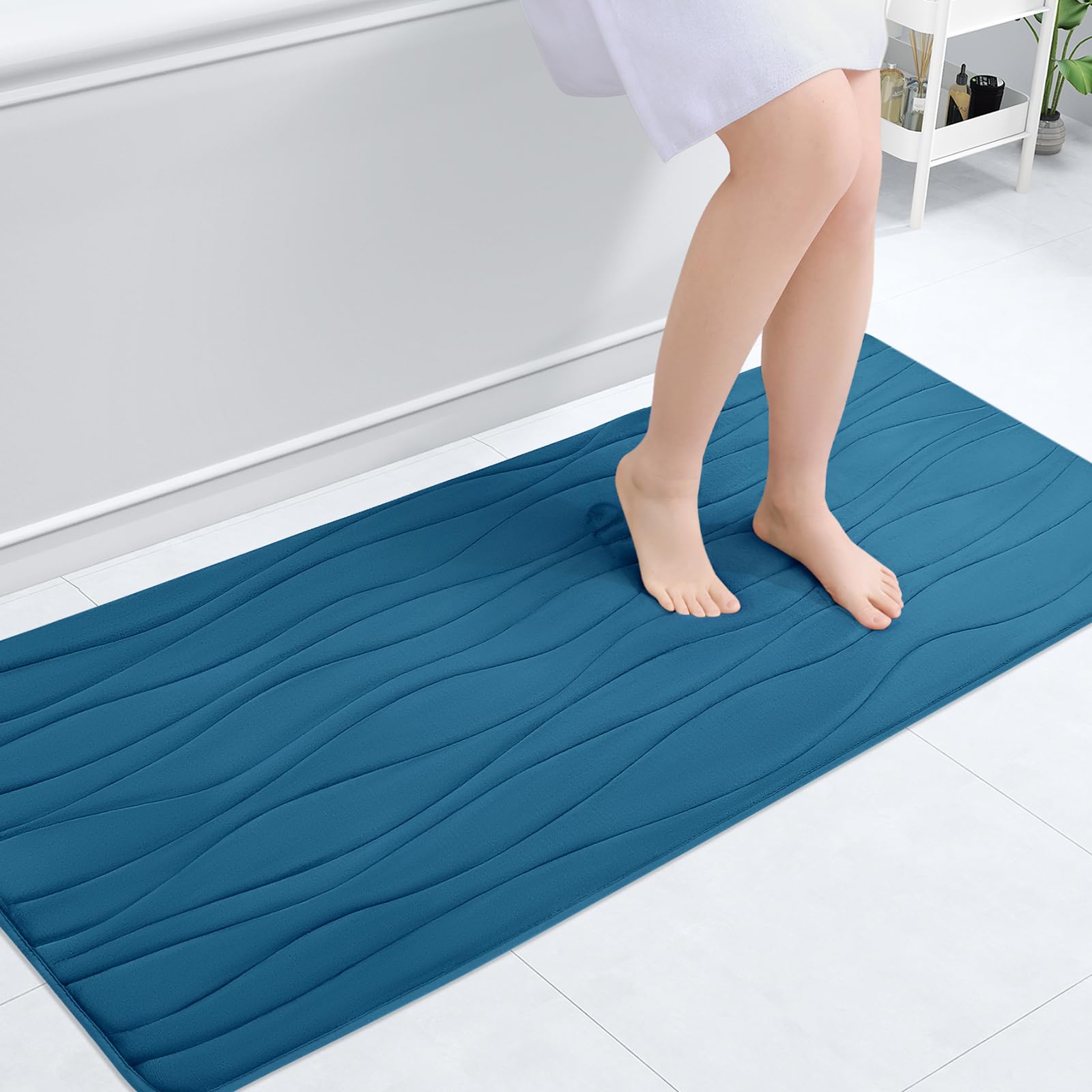 Buganda Memory Foam Bathroom Rug Mat 47x20, Extra Soft and Absorbent Bath Mats, Non-Slip and Machine Washable Bath Rugs for Bathroom Floor,Tub and
