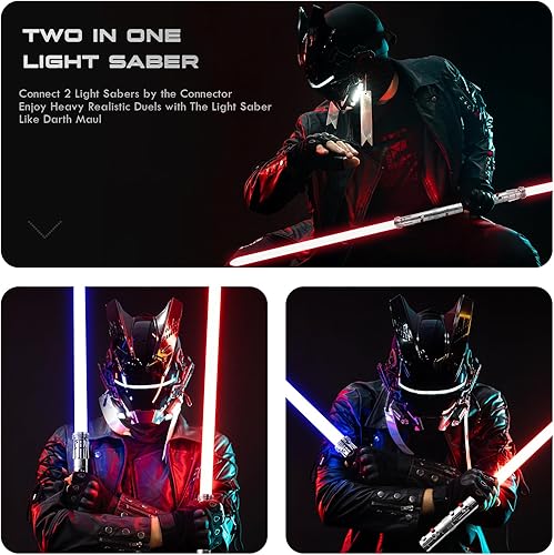 Miniatura 7 de DAMIENSABER Sable de luz de giro suave RGB3.0, doble cuchilla, control de movimiento, sable de luz de duelo 16 fuentes de sonido, sables de luz con