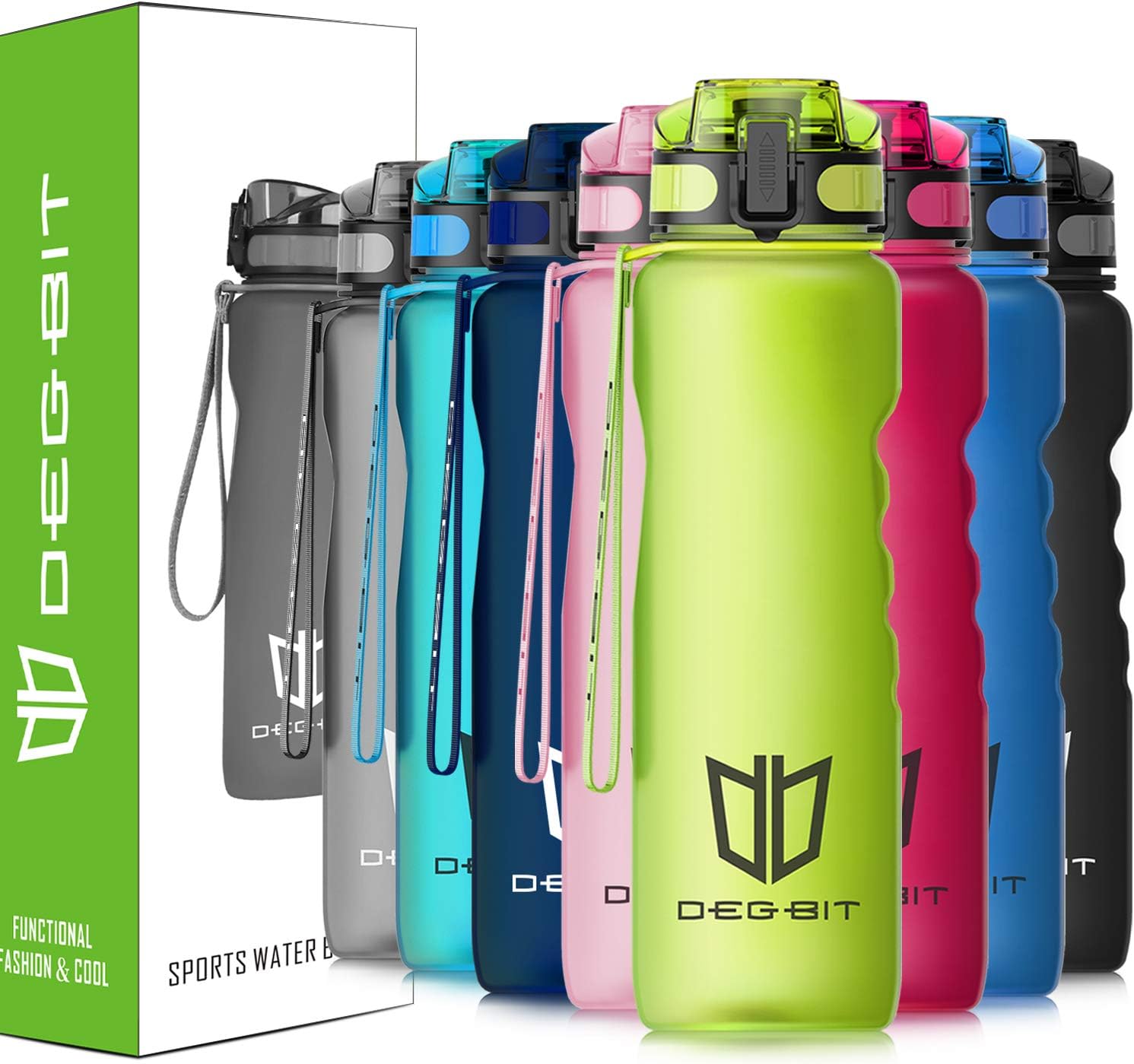 Leak Proof Motivational Water Bottle, BPA Free Tritan Plastic Sports Water Bottles Time Marker & Filter & Lock Lid, Reusable Gym Bottle Ideal Running, Cycling, Travel