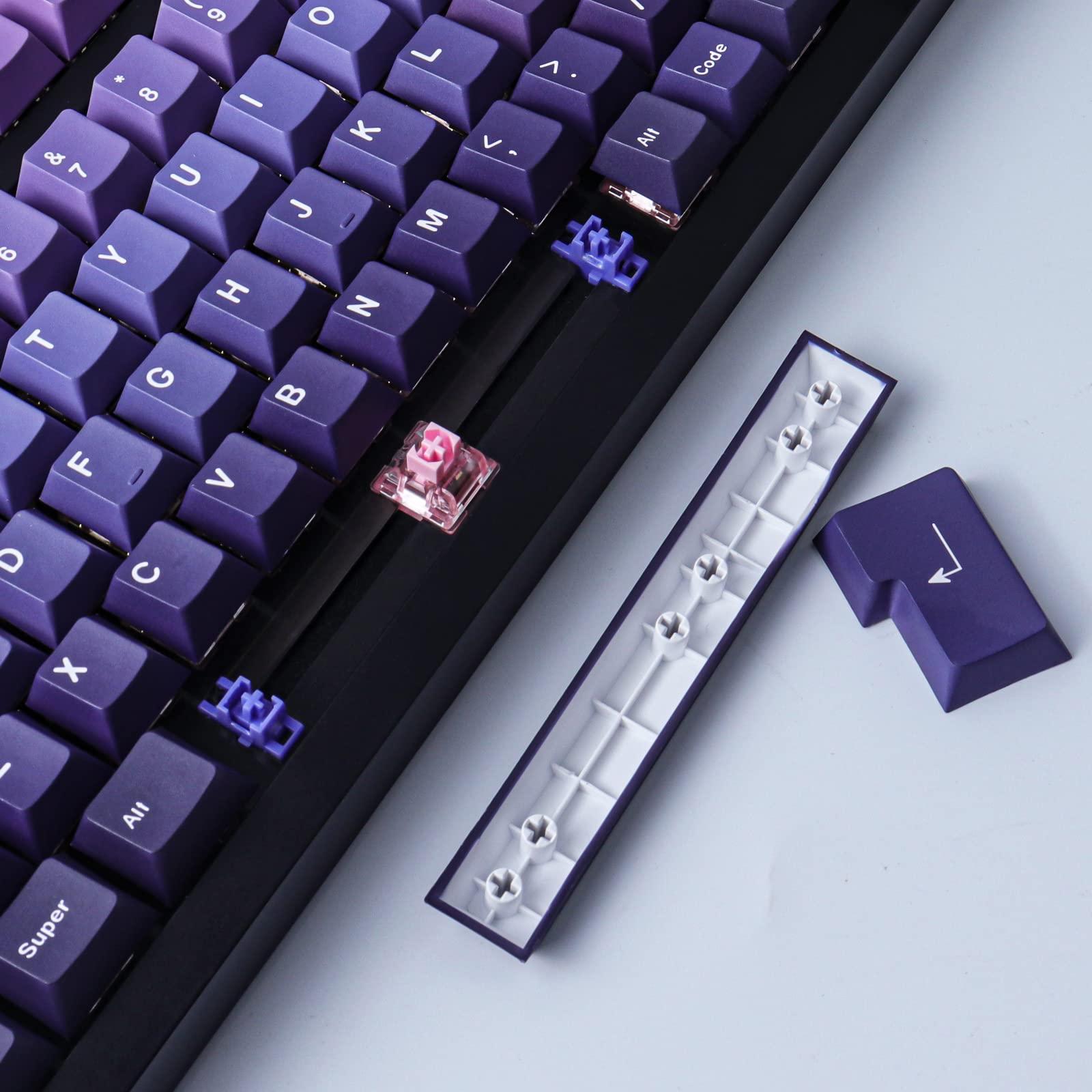 PBT Keycap 126 Keys Purple Gradien Dye-Sublimation Cherry Profie Custom Keycaps Set for Cherry MX Switch Mechanical Keyboards
