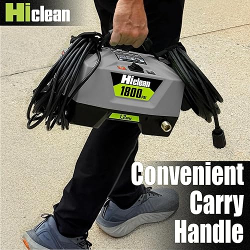 Miniatura 8 de Lavadora a presión eléctrica Hiclean 1800 PSI - Lavadora de potencia portátil para detalle de automóviles, patios, vallas y limpieza al aire libre,