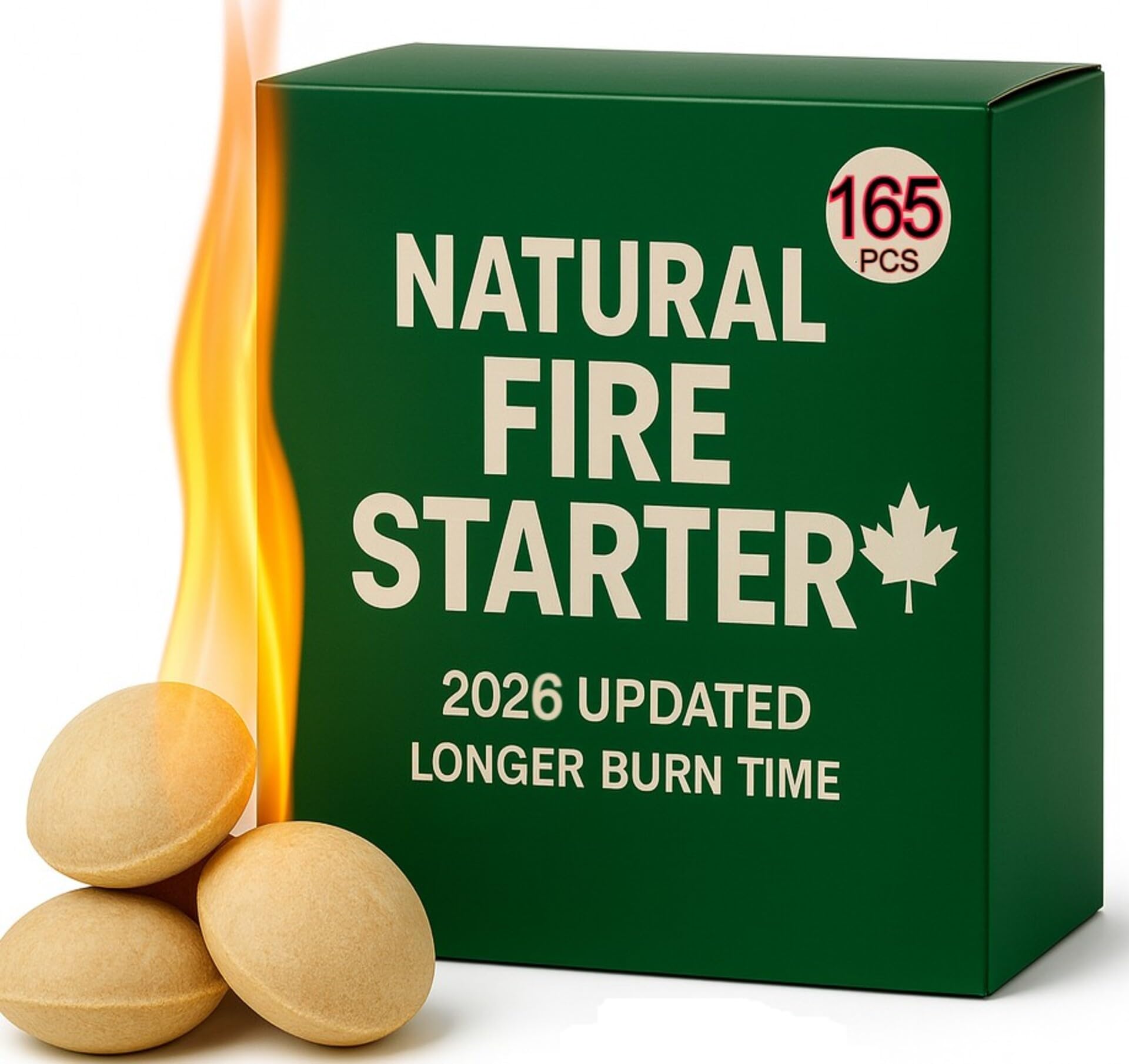 Fire Starter - Easy to Ignite,165 pcs Odorless Natural Fire Starters for Wood Stove & Pellet, Fireplace, Indoor & Outdoor Fire Pit, Firestarter for Grill, BBQ, Campfires, Chimney Charcoal, Tumbleweeds