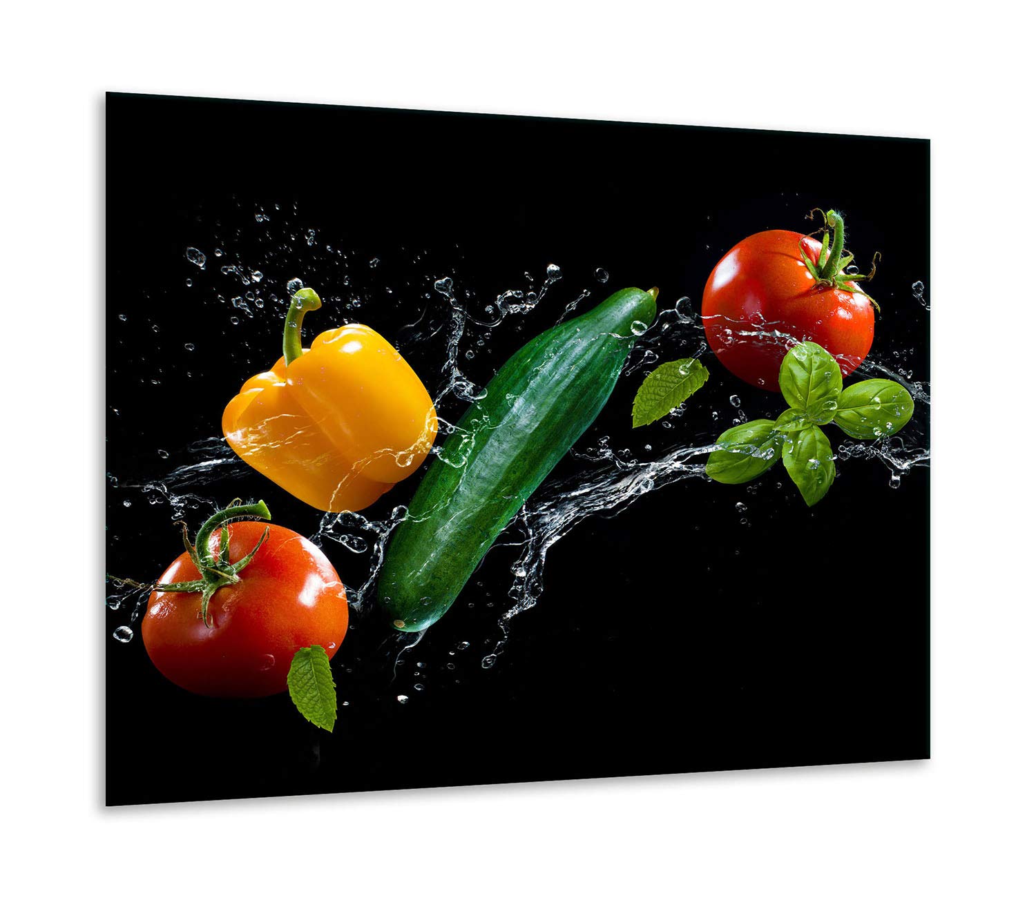TMK - Plaque de protection en verre - 60 x 52 cm - Pour cuisinière électrique - Protection contre les éclaboussures - Plaque en verre - Décoration - Planche à découper - Légumes
