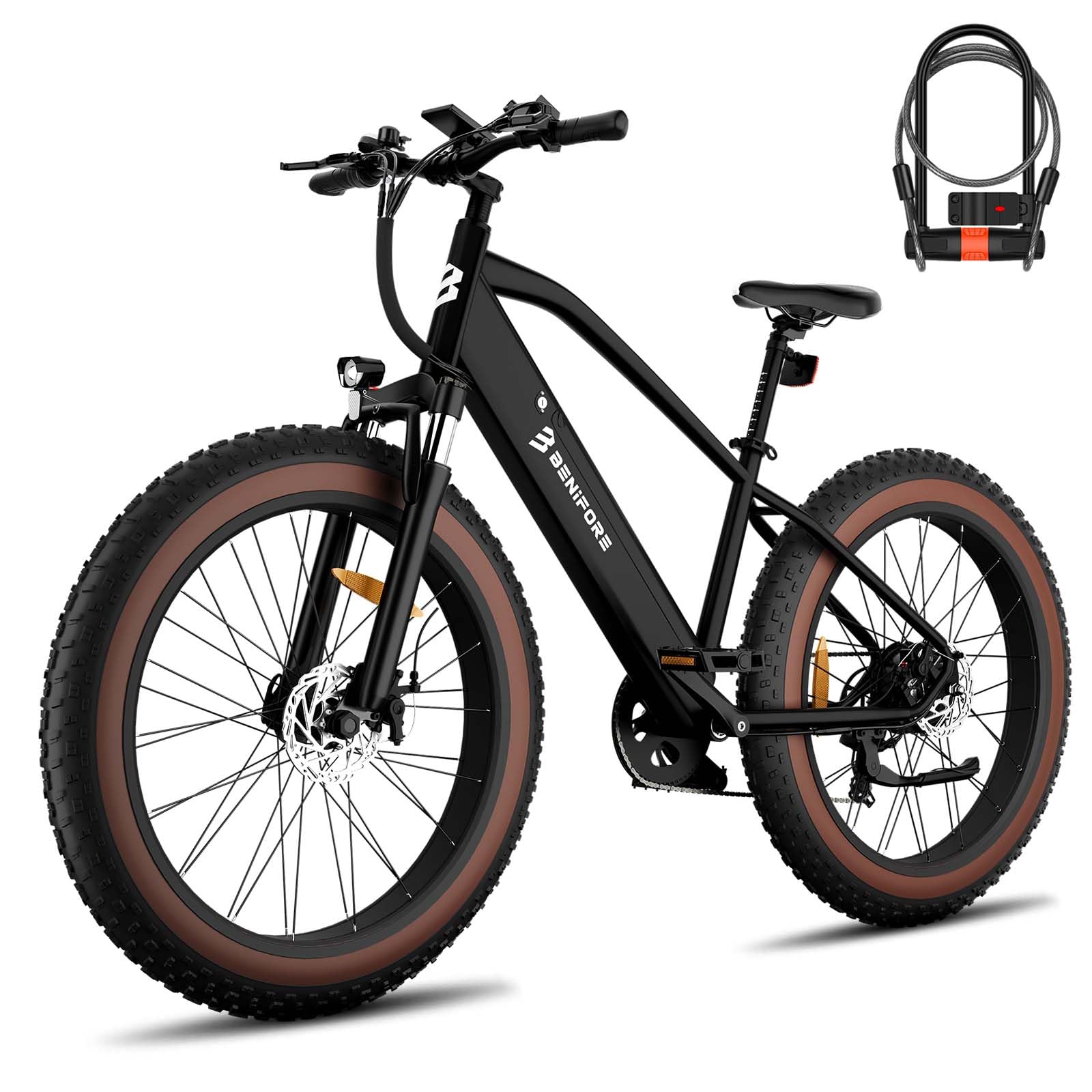 Electric Bike for Adult 1400W Peak, 48V 720WH Removable Battery, 72 Miles 28 MPH, 26" Fat Tire Adult Electric Bicycles with Hydraulic Suspension, 7-Speed Gears UL Commuter Mountain E Bike for Men