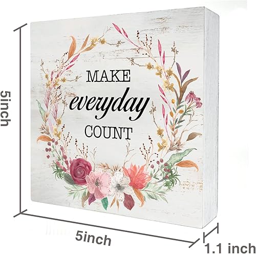 Miniatura 2 de Caja inspiradora de madera con texto en inglés "Make Everyday Count", decoración rústica con frase motivacional, con texto en inglés, caja de