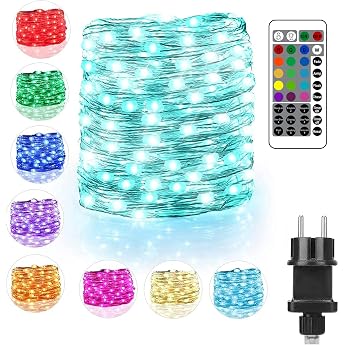 StarryEver Colorful LED Copper Wire Fairy Lights 16 Colors 132 Modes [Energy Class F]