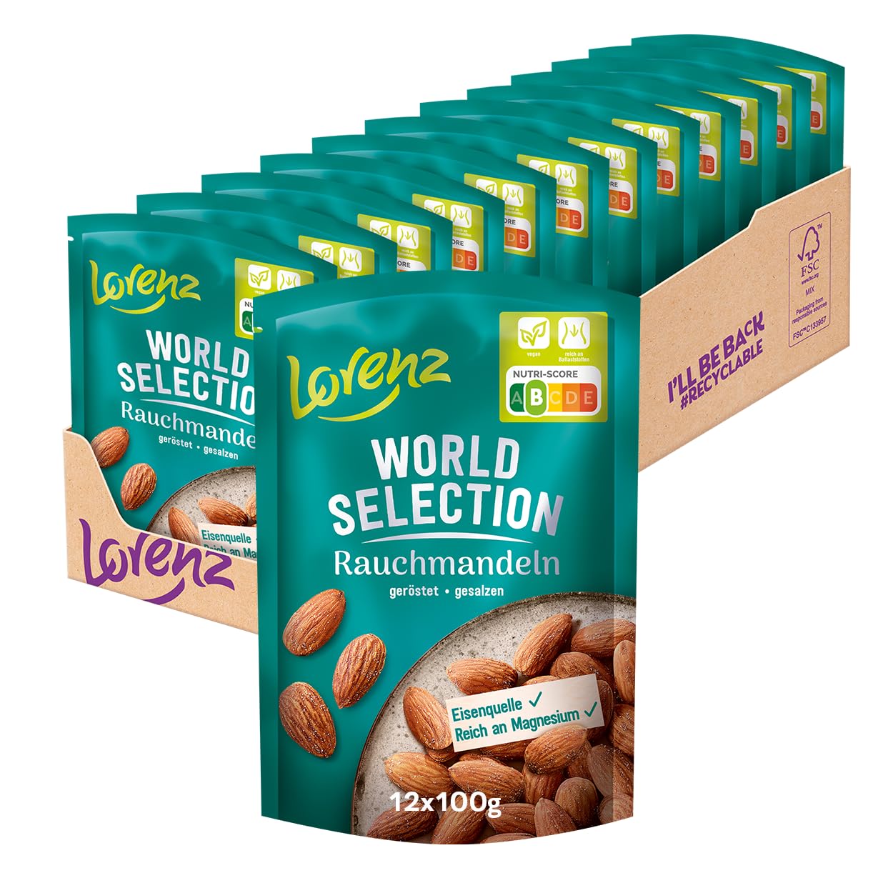 LORENZ | Rauch-Mandeln | 12 x 100 g | vegan