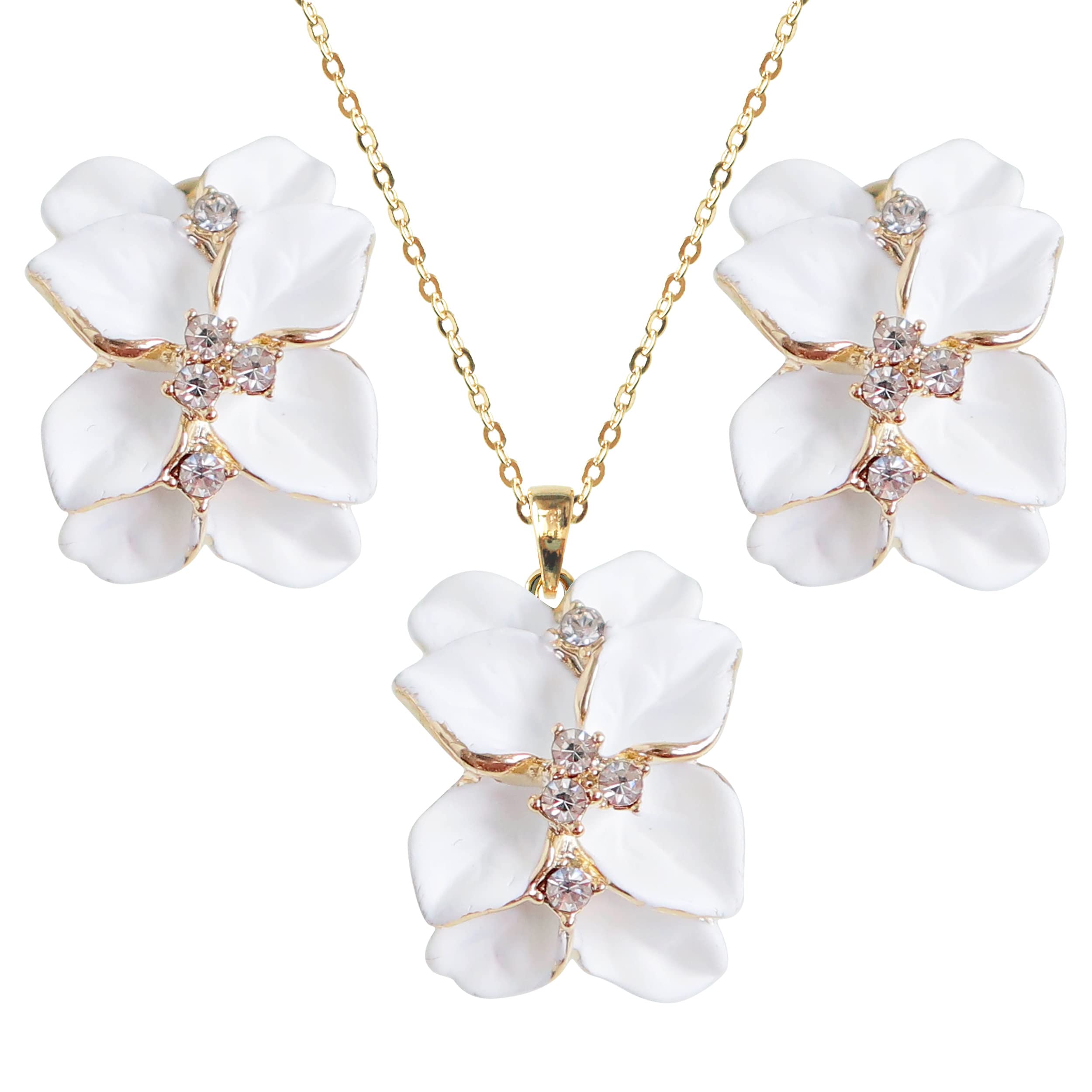 Conjunto Navachi de collar y pendientes de cristal esmaltado multicolor con oro blanco 8