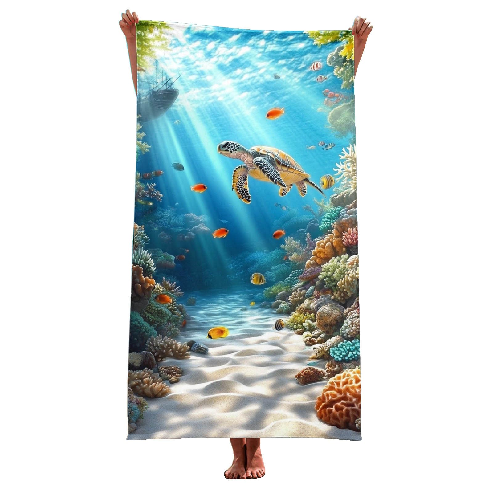 YBEBEWE Beach Towel Ocean Series Microfiber Blanket Ultra Soft Absorbent Multi-Use Throw Shawl Travel Wrap Quick Dry Marine Design for Summer Home Outdoor Adventures 150x75cm (15-Multicolour) โ image 1