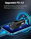 USB C Car Charger, 60W Cigarette Lighter Flush Adapter, Type C Fast Charging Car Plug Block for iPhone 17 16 15 14 13 Pro Max, Galaxy S25 S24 S23 Ultra, Pixel 10 9 8 7 6 Pro, Automobile USB PD Port
