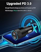 Vista 3 de Cargador de coche USB C súper rápido para iPhone 17 16e 16 15 Pro Max, adaptador de encendedor de coche Pd C a C, cable de carga rápida, cables tipo