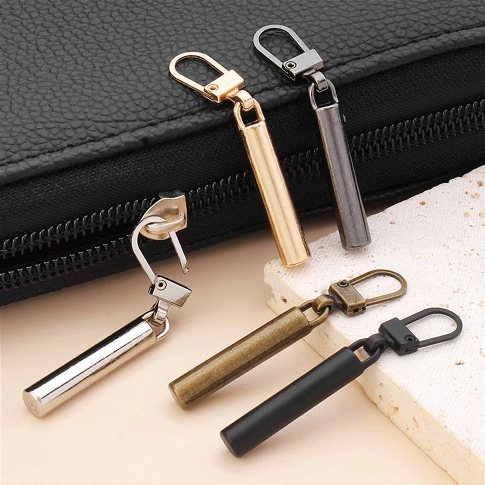 Reemplazo del tirador de cremallera, Tirador de cremallera 6 piezas Tiradores de cremallera de metal desmontables Deslizadores de cremallera Bolsas con lengüeta for tirar de la cabeza Kits de reparaci