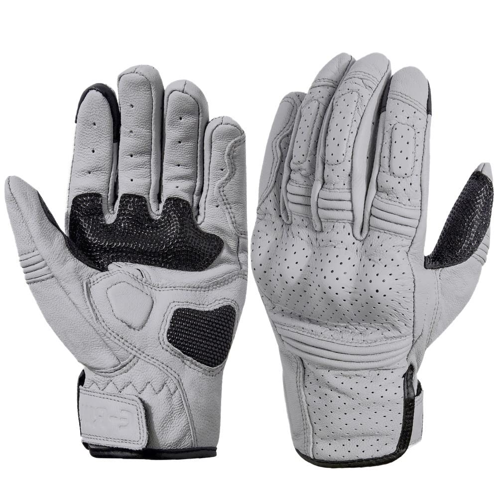 Gants Moto Gants de Moto rétro en Cuir véritable Moto Gants imperméables Gants de Protection de Moto Gants de Motocross Gris Gant Moto (Color : 3, Size : M)