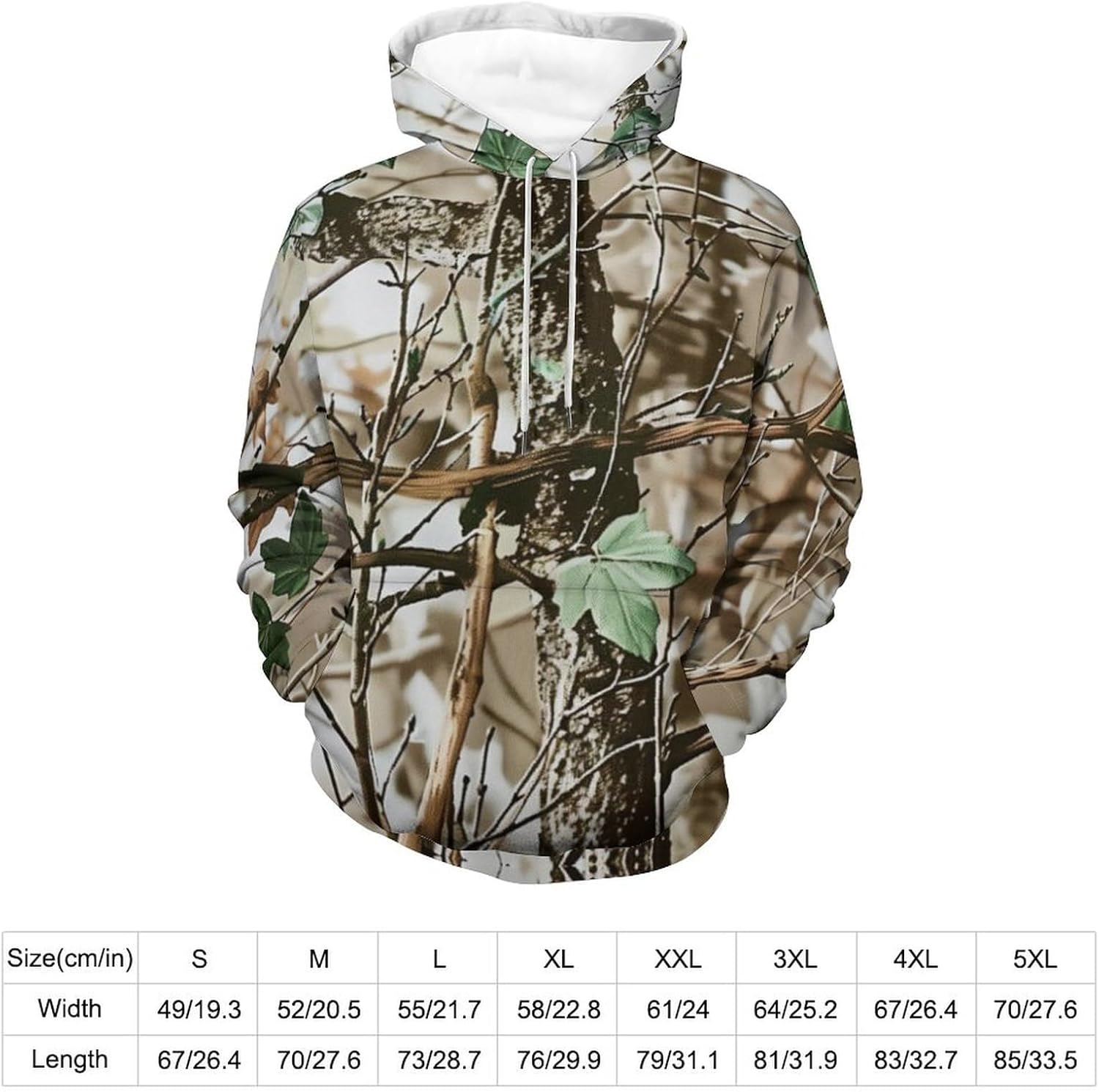 Men's Hunting Camo Pullover Hoodie Lightweight Camouflage Outdoor Wear for Daily and Activities