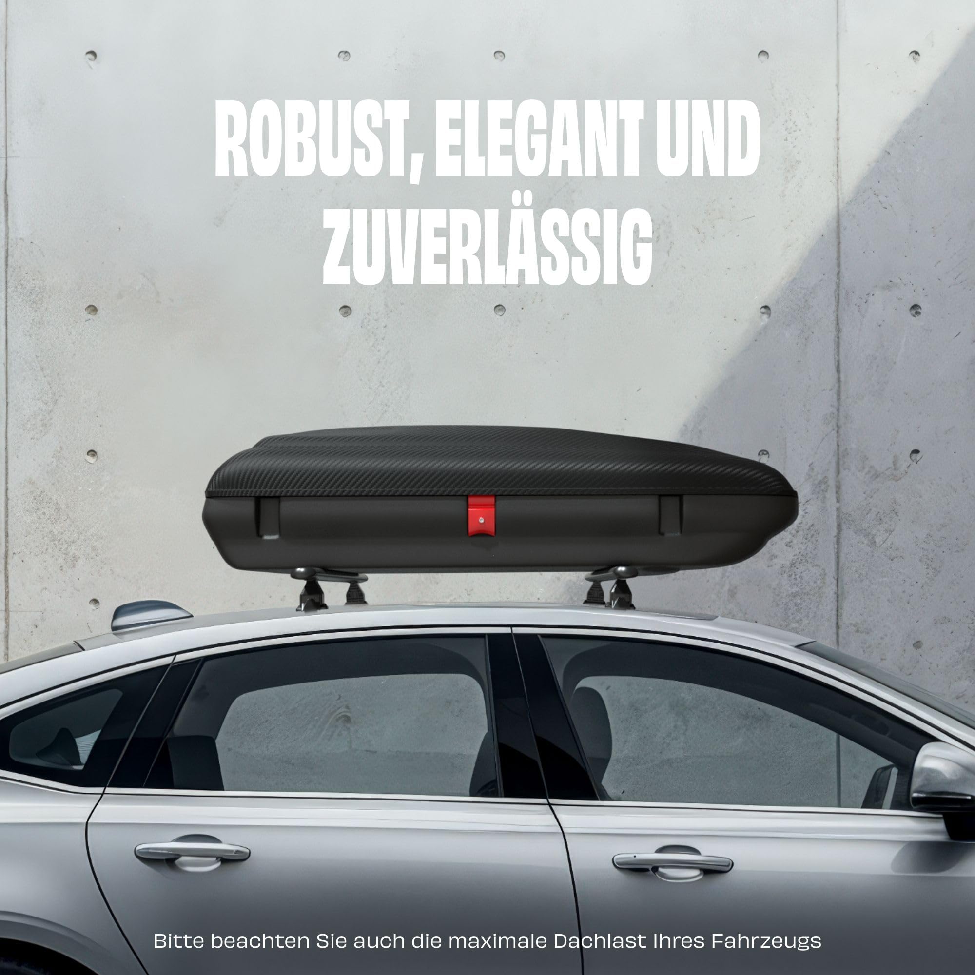 Dachbox Auto VDP-BA320 - Dachkoffer für Auto 320l - Autobox Dach im Carbonlook - Roof Box Autodach mit Zentralverriegelung - Aerodynamische Dachbox