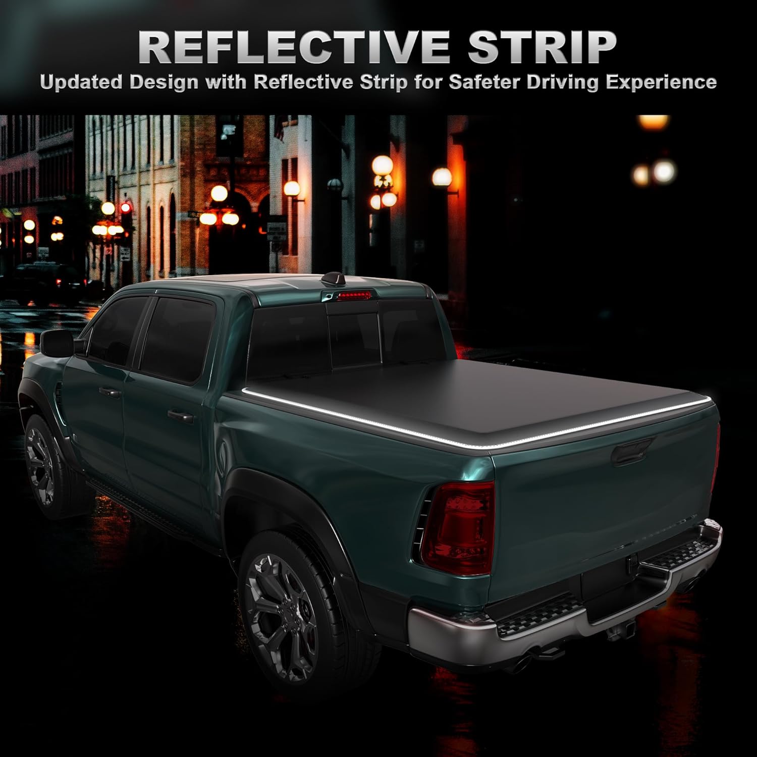 Soft Roll Up Truck Bed Tonneau Cover Compatible for 2014-2019 Chevy Silverado/GMC Sierra 1500 (2019 Classic/Legacy Only) Fleetside 5.8FT Short Bed — 69.6 inch (Reflective Style)