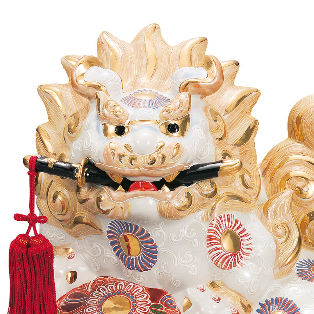 Amazon.co.jp: 九谷焼いわたや 12号剣獅子 白盛 AP7-1337 : ホーム