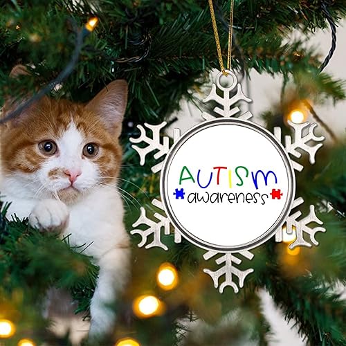 Miniatura 4 de Adornos de Navidad, rompecabezas de conciencia sobre el autismo, decoraciones de conciencia sobre el autismo, decoraciones de árbol de Navidad,