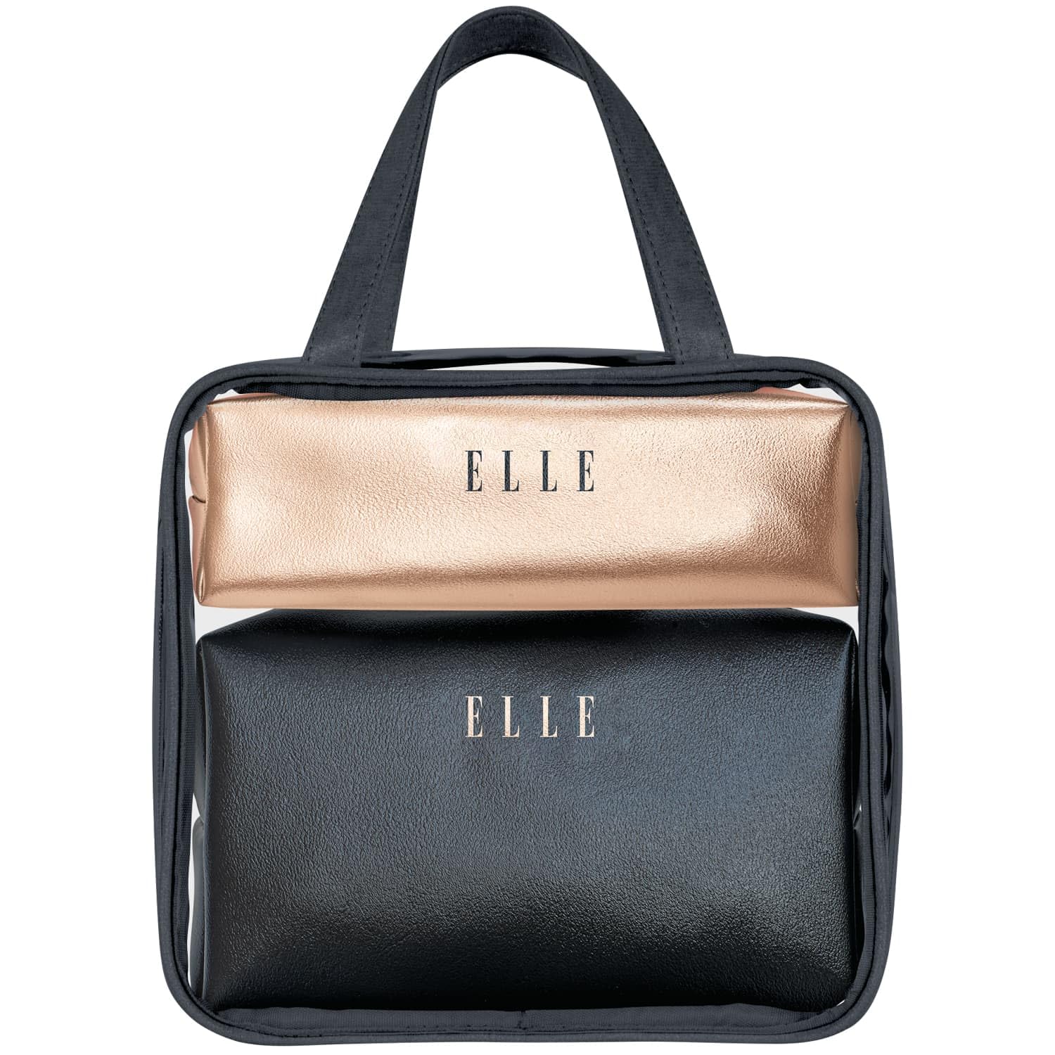 ELLE 3 in 1 Vanity Bag - Cosmetic Case - Black and Pink - Perfect for Cosmetics & Health & Beauty Products - Storage - Women