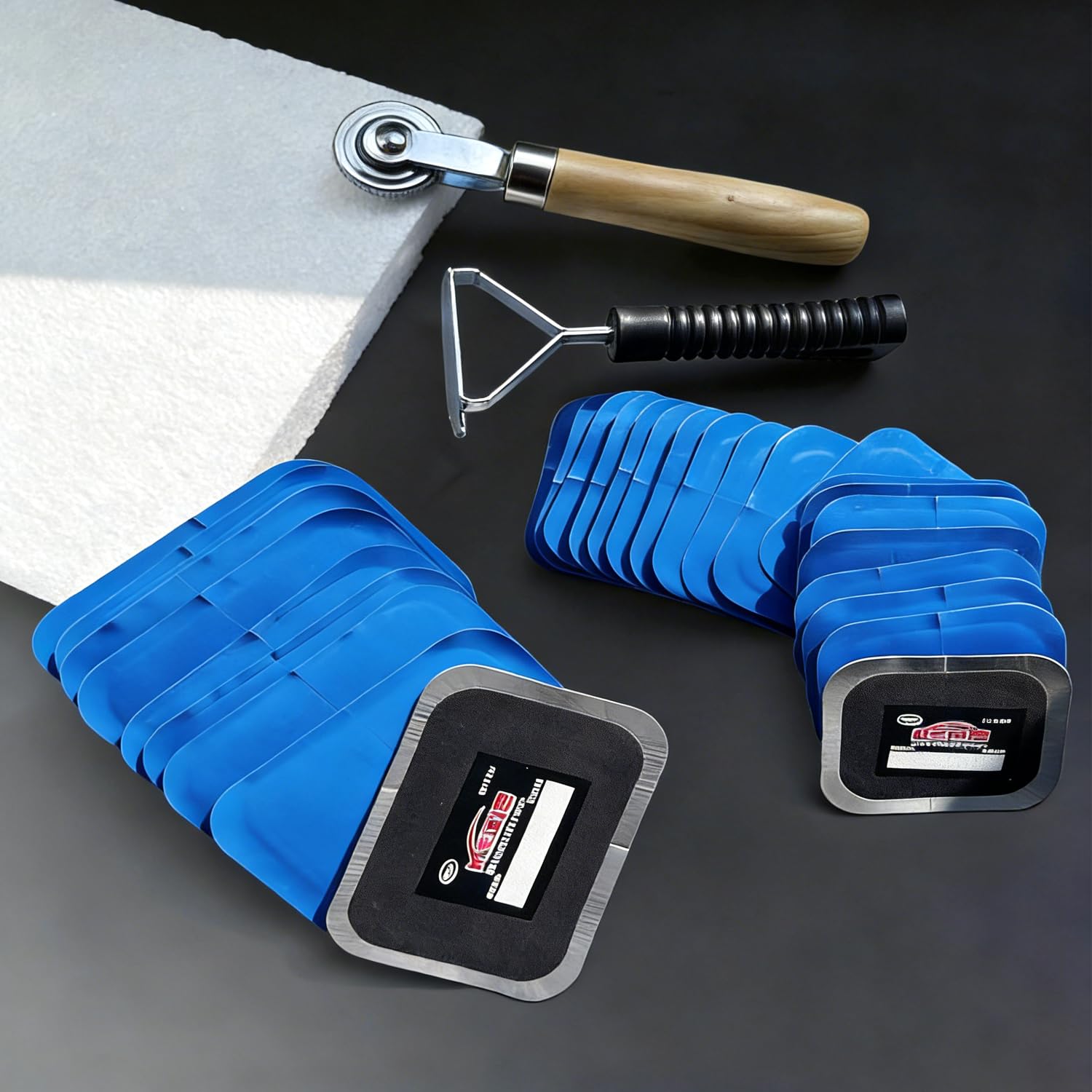 120 parches de neumáticos, kit de parches de reparación de neumáticos resistentes de 5 tamaños de goma radial con 32, 42, 58, 65 x 80, 85 x 120 mm, herramienta de reparación de emergencia para