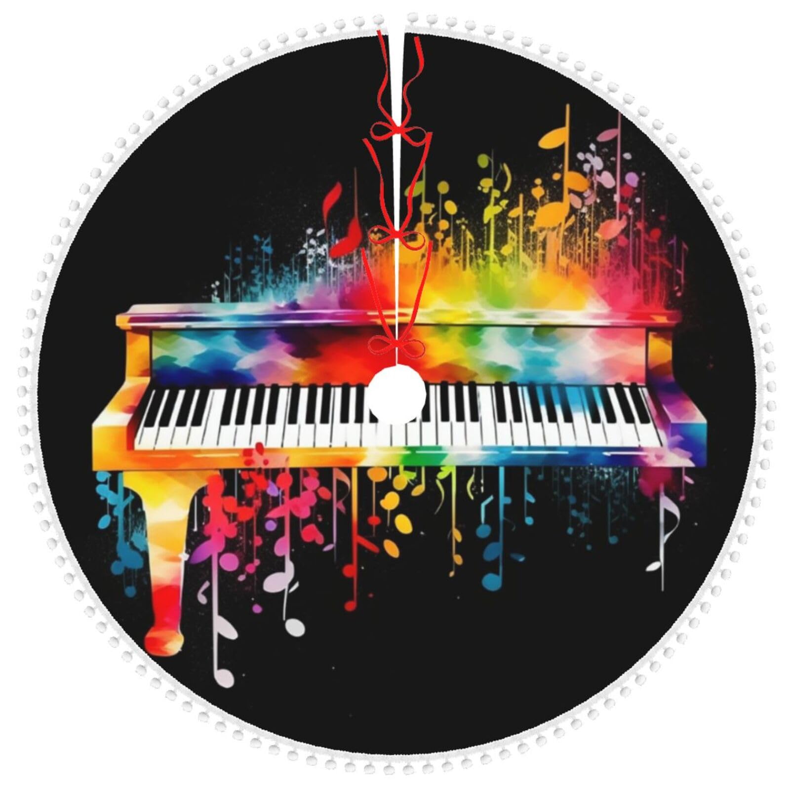 Jupe de sapin de Noël rustique piano 122 cm tapis peluche