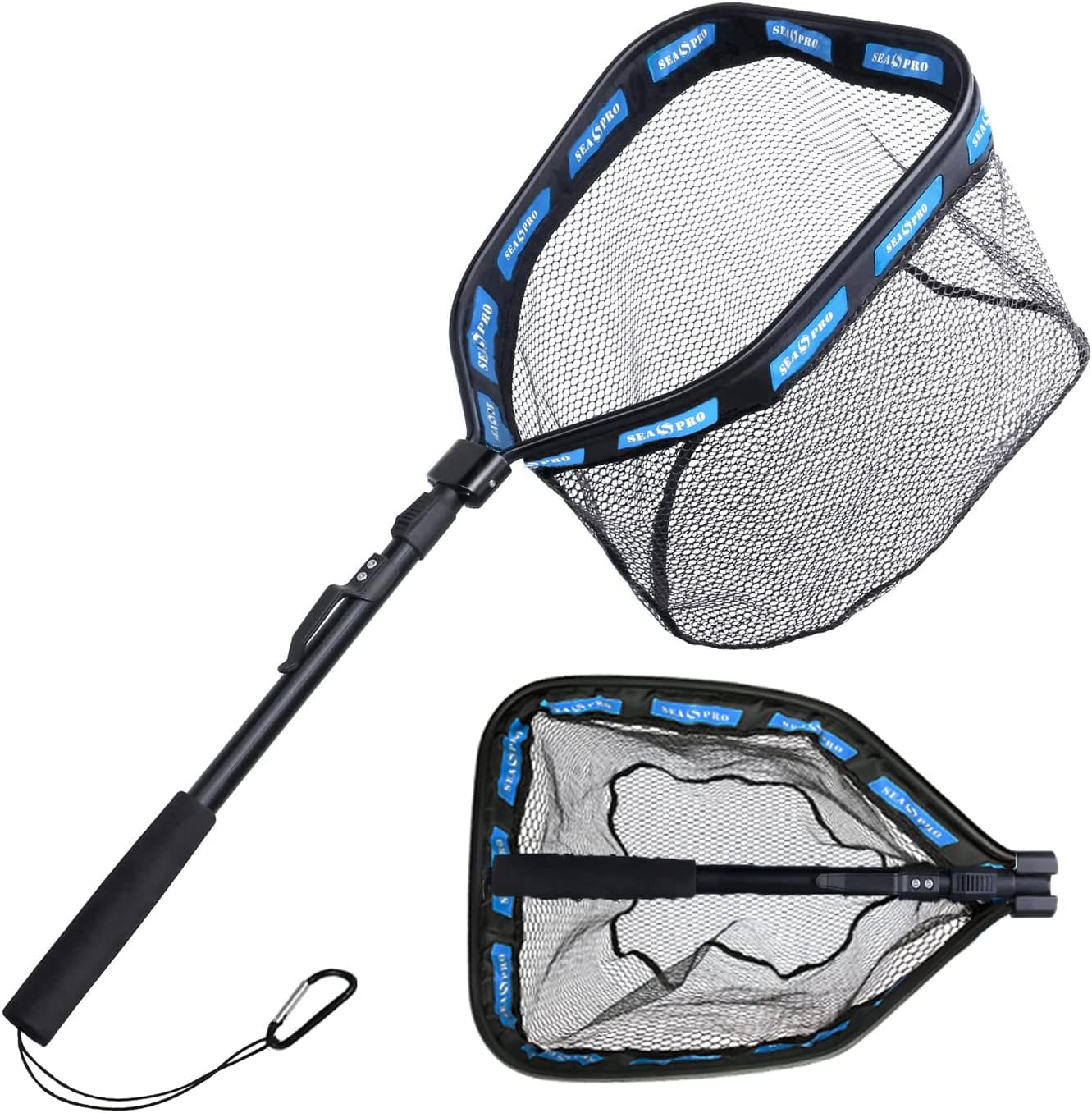 CRAZY SHARK Fishing Landing Net Floating Fishing Net with Rubber EVA Handle Foldable Collapsible Extensible Fishing Accessories for Steelhead, Salmon, Fly, Kayak, Catfish, Bass, Trout Fishing, 100CM