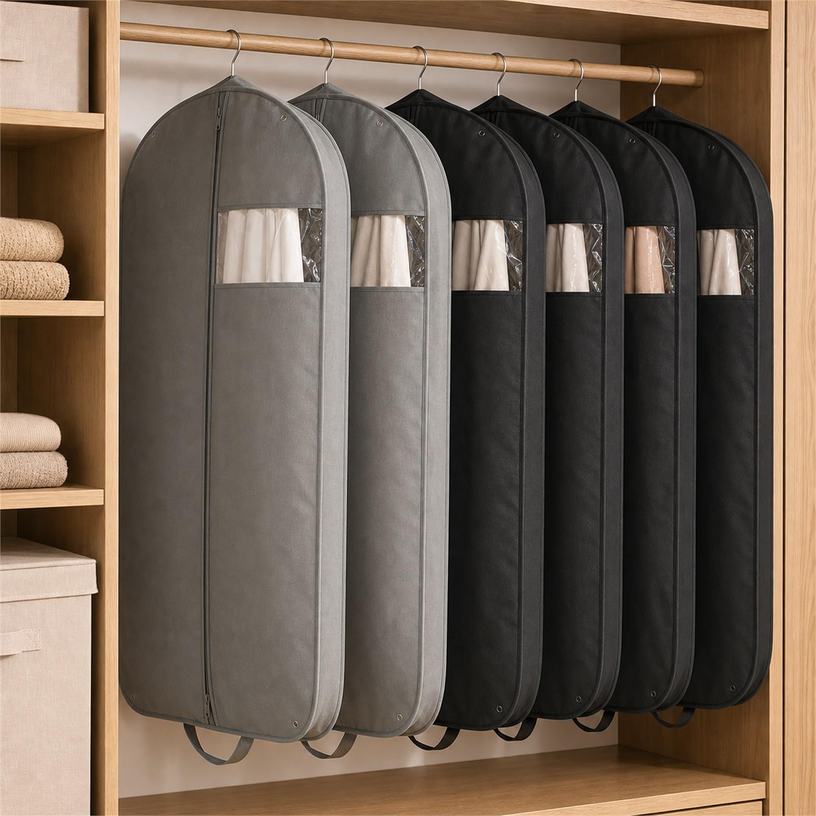 Sacos Guardarropa,Impermeable Fundas Ropa,para Colgar Prueba Polvo Bolsas Ropa,Ligero.Resistente a la Humedad,para Trajes,Vestidos,Abrigos,Chaquetas,Camisas,suéteres y gabardinas