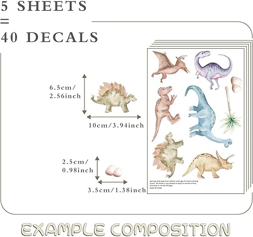 Miniatura 9 de QUCHENG Calcomanías de pared de dinosaurio, calcomanías de animales para dormitorio, decoración extraíble, cuarto de bebé, habitación de los niños,