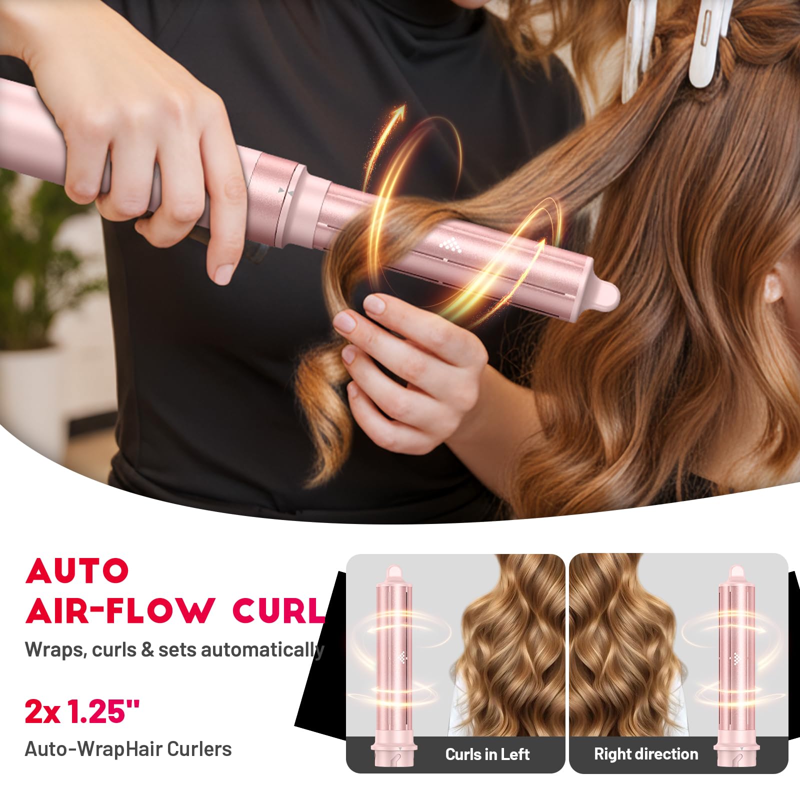 MESCOMB 5 in 1 Hot Air Styler Hair Dryer Brush, Powder Pink