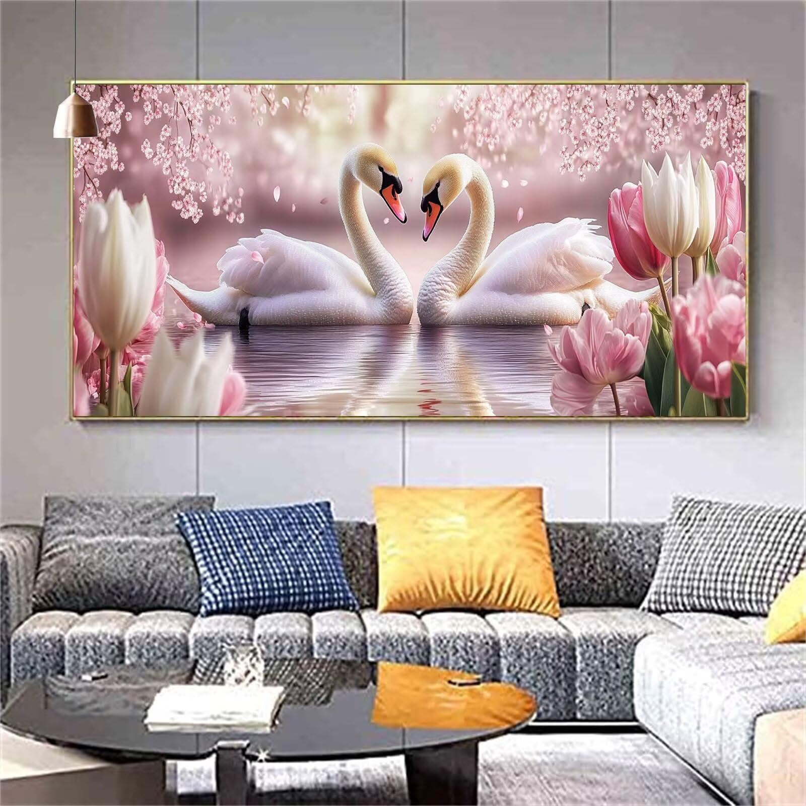 Diamond Painting Cygne Diamond Painting Adulte Couple Diamant Painting Enfant,DIY Peinture Diamant Broderie Kit Complet Diamant Art Set Tableau Perle Decoration Maison Idee Cadeau Femme 70x200cm Z715