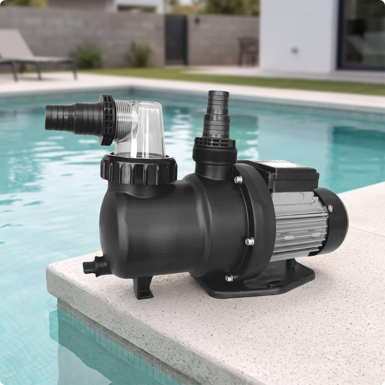 Pompe de Piscine à Sable Pompe de Filtration Circulation Moteur Panier Préfiltre Robuste Silencieuse et Économe Adaptée Jardin Familial Entretien Régulier Baignade Quotidienne