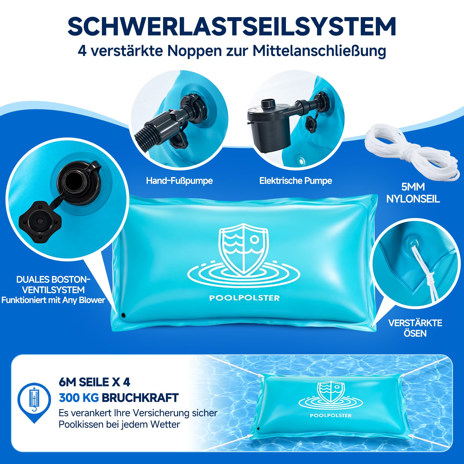 SUNYRISY Cuscino ad aria per piscina, resistente all'inverno, rettangolare