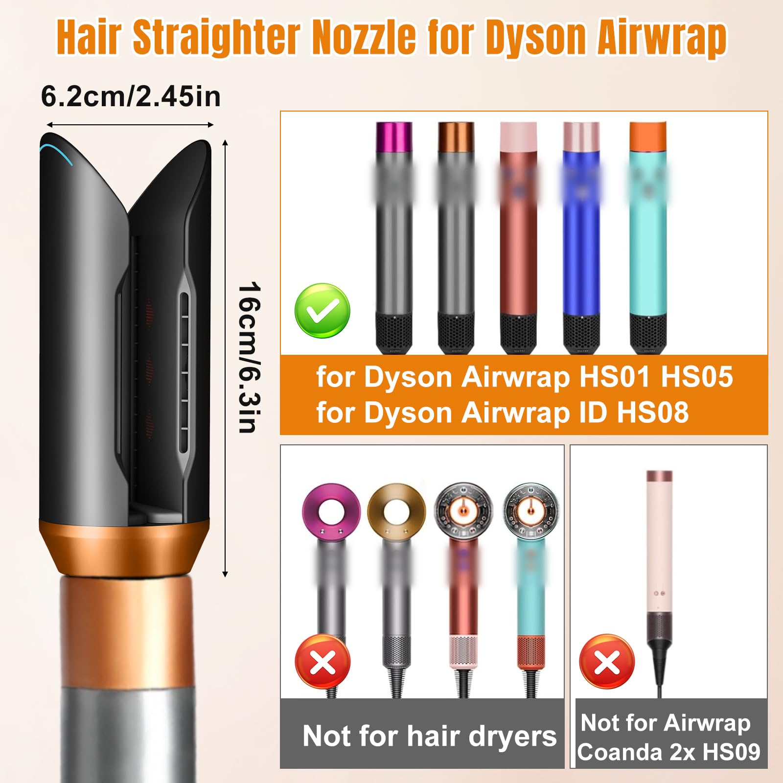 Dyson Airwrap HS08 アタッチメント Hair Straightener Attachment for Dyson Airwrap HS01 HS05 HS08, Pre