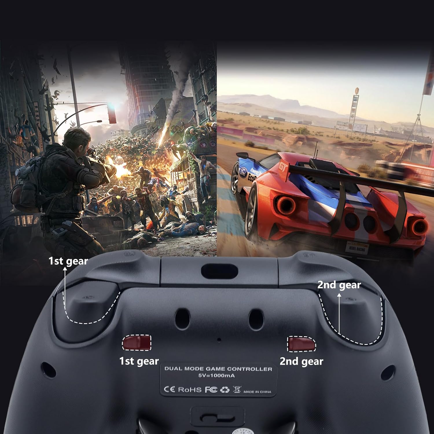 Eagolloar Wireless Gaming Controller - Dual-Mode,Back Paddles, Adjustable Triggers, RGB Lights, Compatible with Windows PC