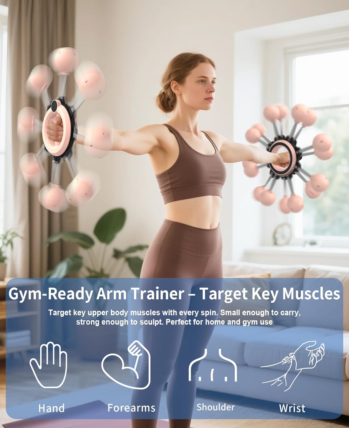 Arm Workout for Men and Women, 360° Hand-Crank Forearm Trainer, Chest Trainer,Shoulders and Arm Muscle Training Fitness Equipment, Home Workout Equipment and Gym Workouts Pink image 6 of 9 B0F6K24CXP