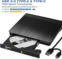 Vista 4 de Gotega Unidad de DVD externa USB 3.0 tipo C USB C, portátil, CD/DVD +/-RW, unidad de disco externa, reproductor de DVD externo para portátil, CD/DVD