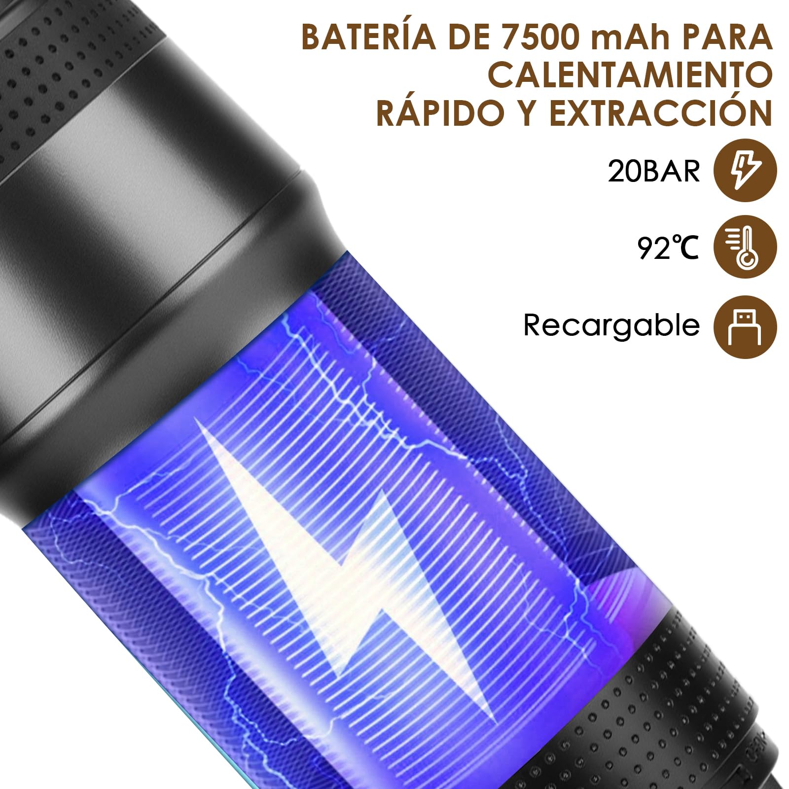 Dreamhigh® Cafetera Portatil Capsulas con 7500mAh, Máquina de Café para Viaje con USB y Auto-Carga, Compatible con Cafe Molido, Mini Cafetera Portatil Capsulas, Adecuado para Acampar y Viajar | Compatible con cápsulas y molido, carga USB y coche, ideal pa