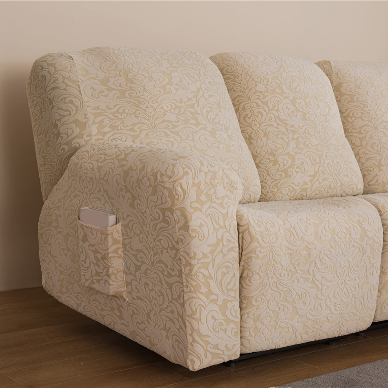 Copripoltrona Relax Elasticizzato per 1 2 3 Posti, Jacquard Spandex Fodera per Poltrona Divano Reclinabile Antiscivolo Morbido Copridivano Salvadivano (Viola,3 posti