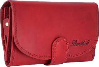 Benthill Women's Genuine Leather Wallet with RFID Protection – Card Holder with Multiple Pockets for Cards – Vintage Wallet, Gift Box Included, Colour: Red