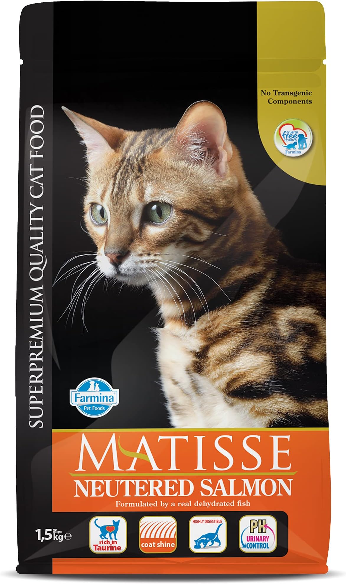 Farmina Pet Foods Dry Cat Food, Neutered Adult, 1.5-Kg, Salmon