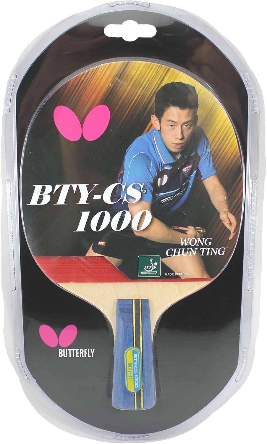 Butterfly BTY-CS 1000 Chinese Penhold Racket - Balanced Speed and Spin for Chinese Penhold Play - Recommended for Beginning Level Players - International Table Tennis Federation Approved
