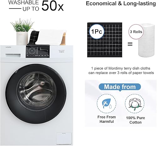 Miniatura 5 de Mordimy Paños de cocina de tela de toalla de 100% algodón, toallas de cocina suaves y absorbentes, trapos de secado rápido para lavar platos,