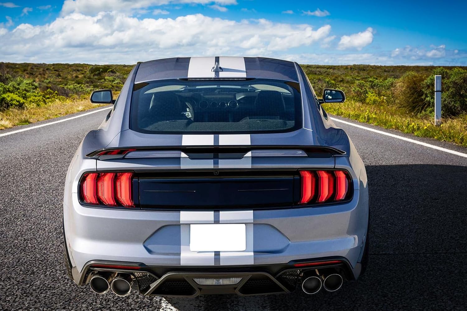 IKON MOTORSPORTS, Trunk Spoiler Compatible with 2015-2023 Ford Mustang Coupe 2DR, GT500 Style Rear Spoiler Wing Deck Lid Gloss Black ABS, 2016 2017 2018 2019