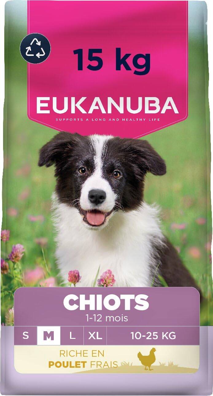 EUKANUBA Life Care Medium Breed Puppy Food 1 to 12 Months, Rich in Fresh Chicken, Optimal Growth - DHA, Calcium, Omega 3&6, FOS Prebiotics, No Dyes, Artificial Flavours or GMOs - 15kg