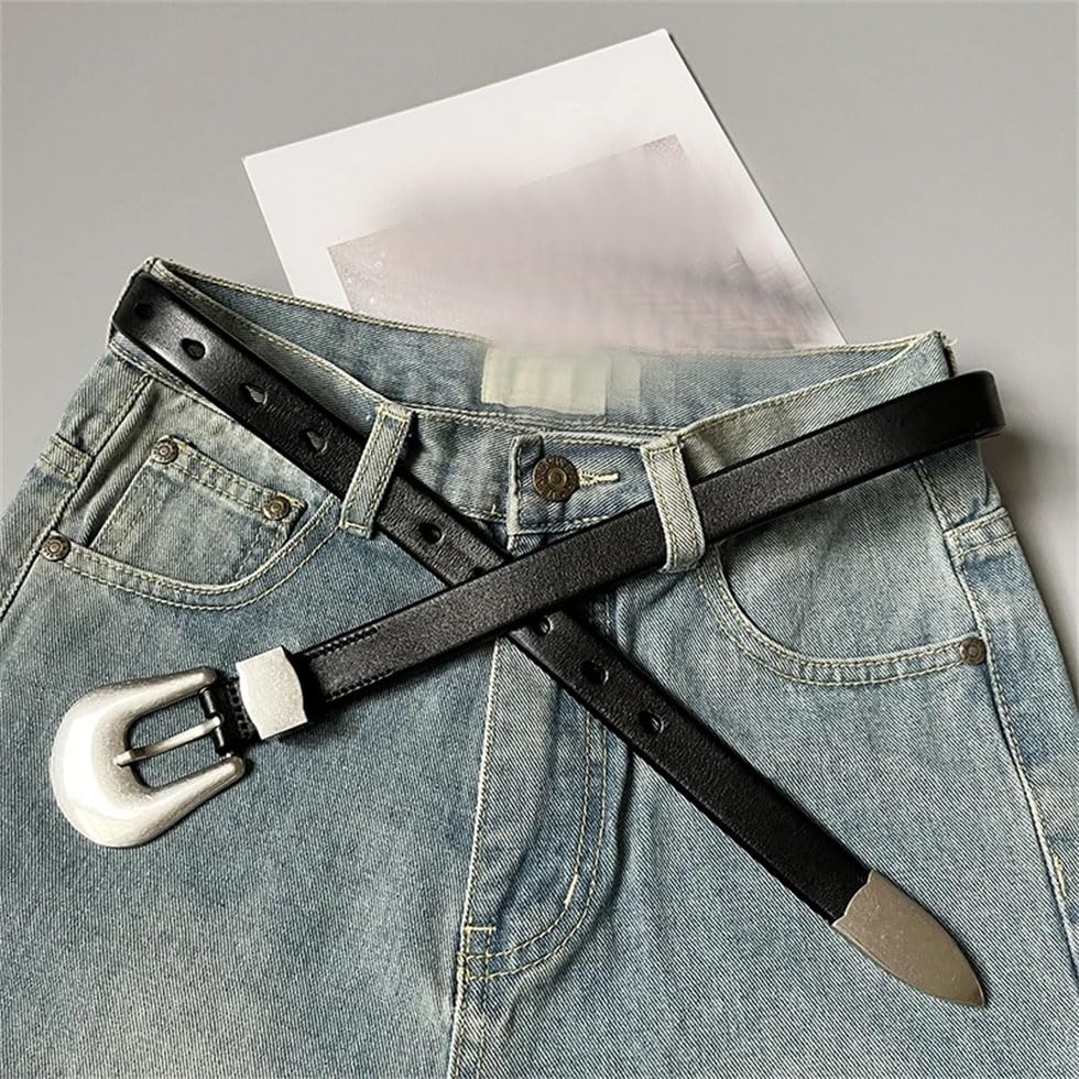 Pohullan Unisex Retro Matte Leather Belt Metal Needle Buckle Handmade Belt Casual Belts4