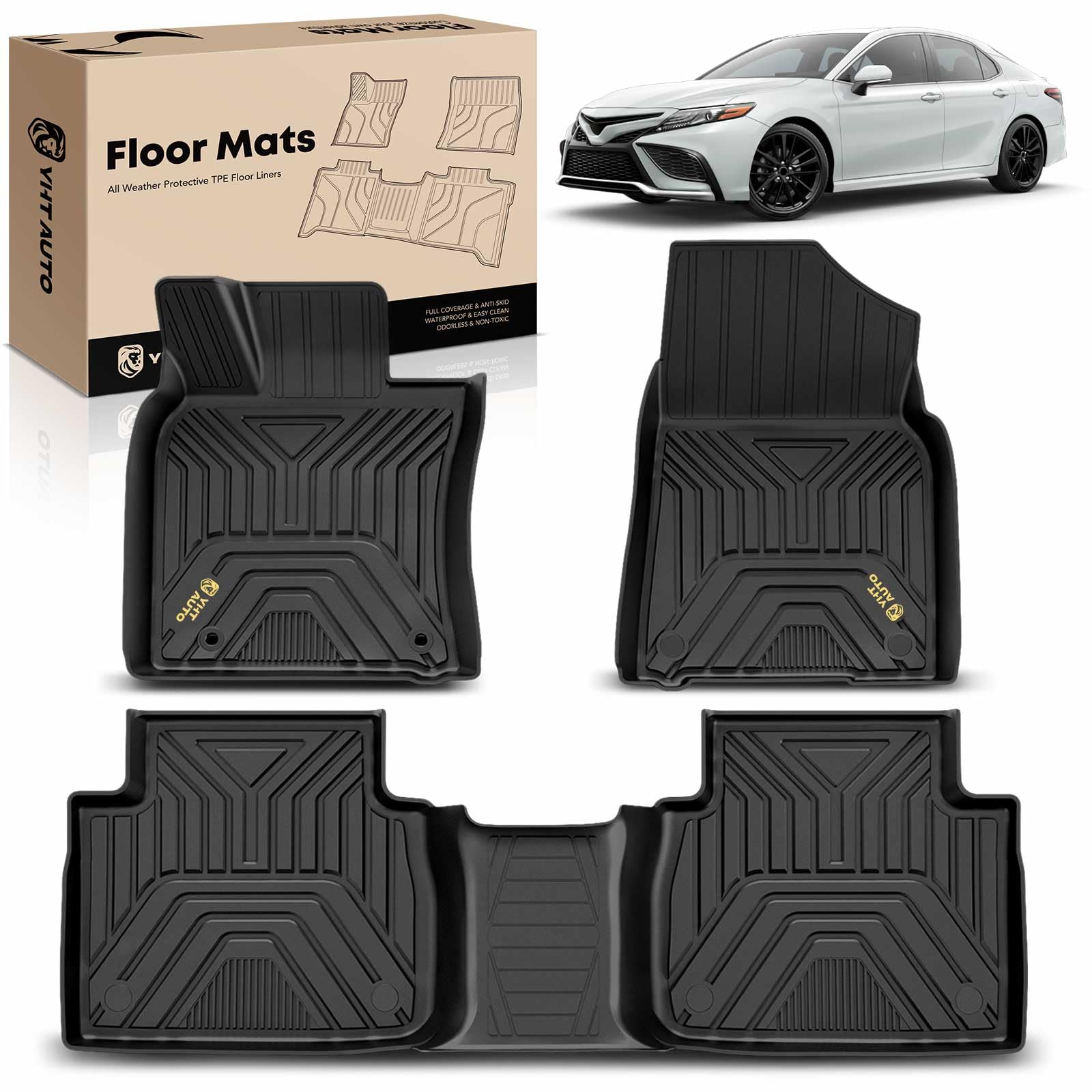 Amazon.com: YHTAUTO Floor Mats Fit 2018-2025 Toyota Camry FWD No Hybrid ...