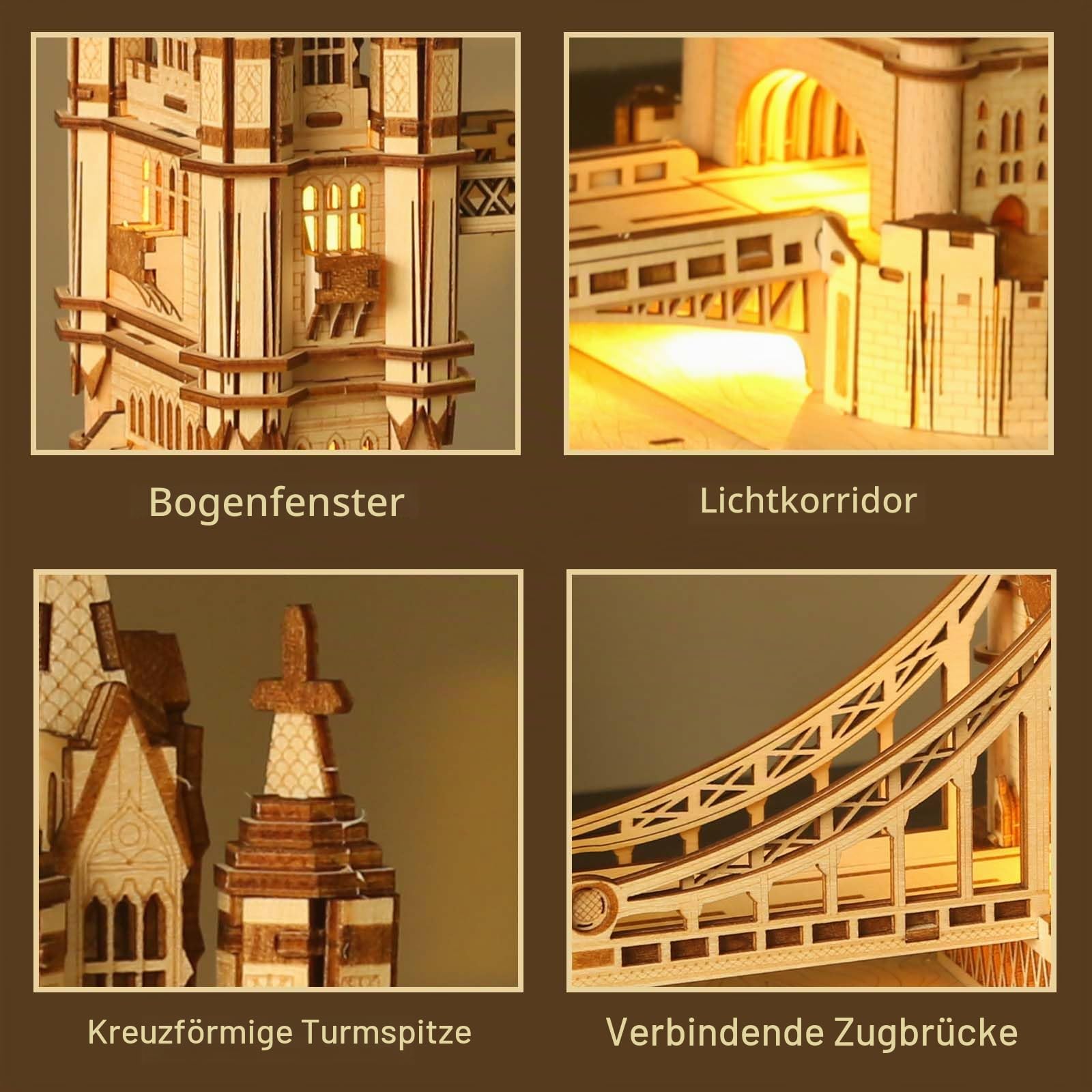3D Holzpuzzle für Erwachsene, London Tower Bridge Holzarchitektur Modellbausatz, Britische Souvenirs Mechanisches Holz DIY Spielzeug, Heimdeko Weihnachts und Geburtstagsgeschenk