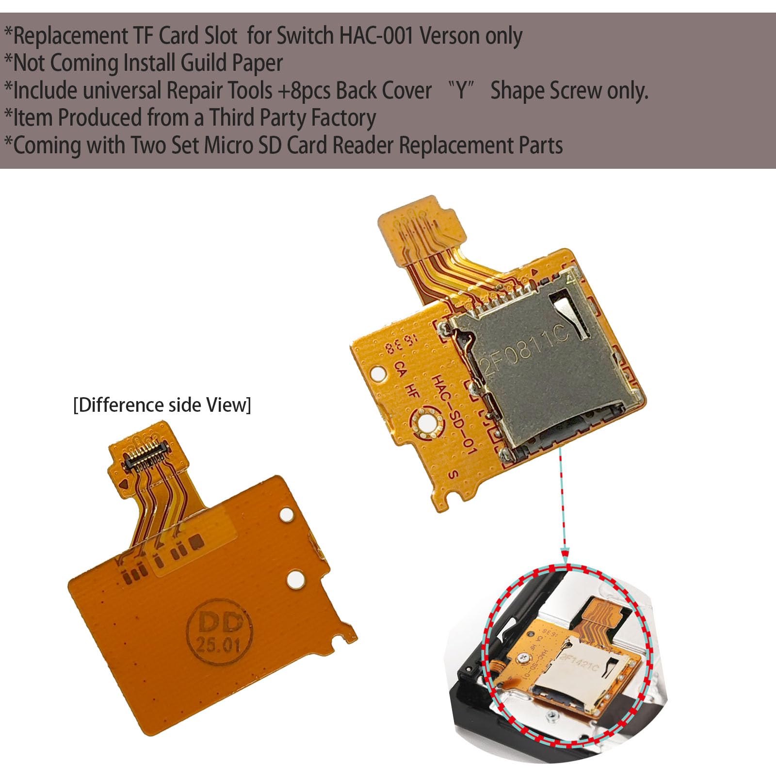 Amazon.com: [2pcs-Pack] for Switch SD Card Reader Slot Replacement